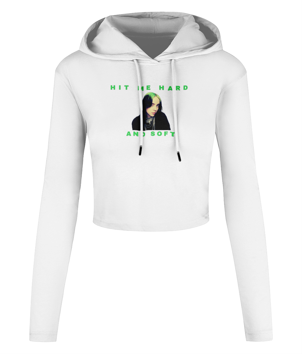 Hit Me Hard and Soft Women's Cropped Hooded T-shirt