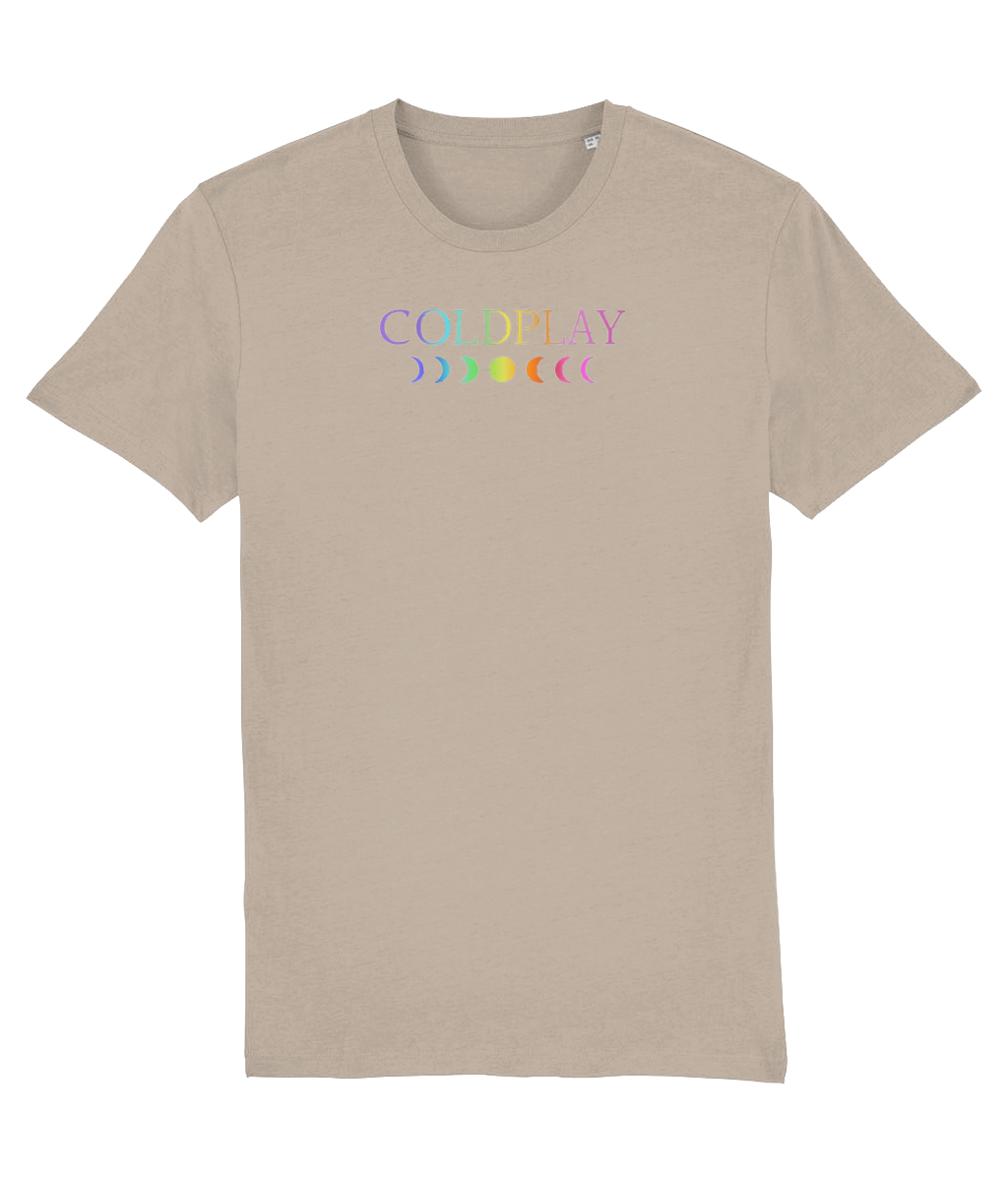 Coldplay Moon Music T-shirt with designs on the sleeves