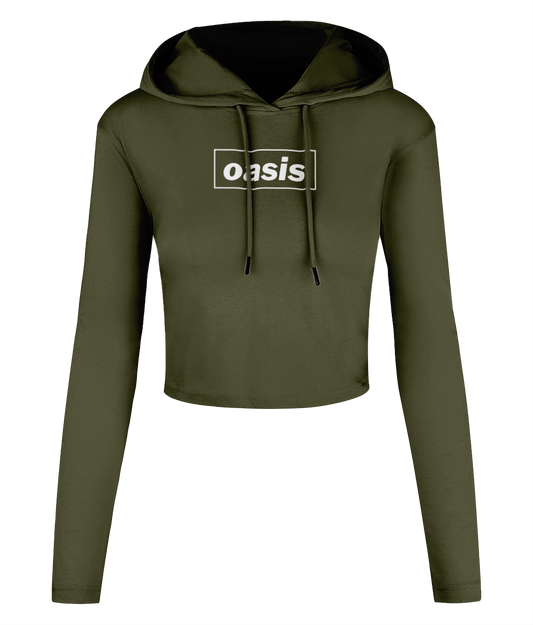 Oasis Women's Cropped Hooded with white design