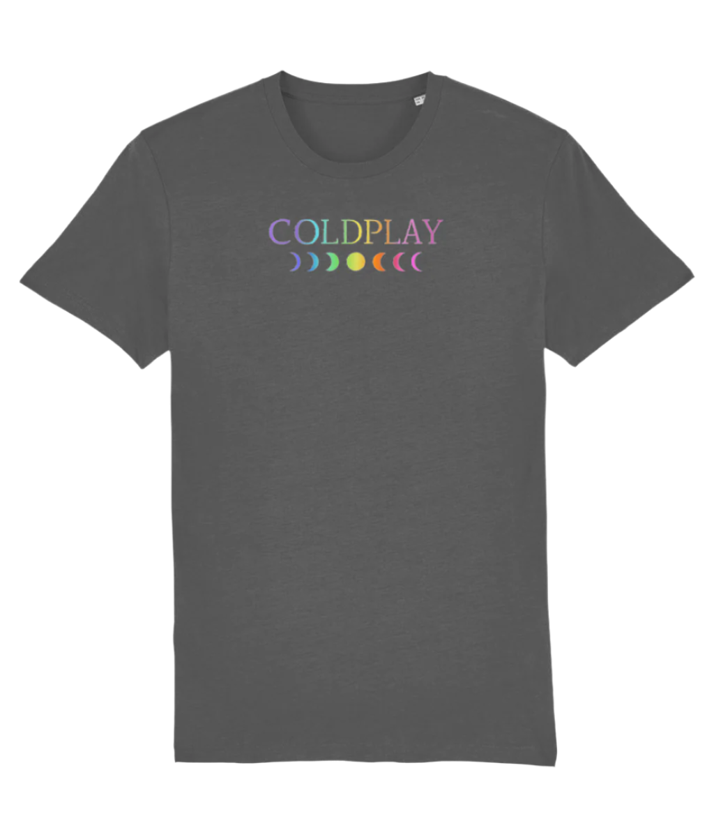 Coldplay Moon Music T-shirt with designs on the sleeves