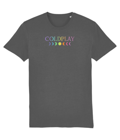 Coldplay Moon Music T-shirt with designs on the sleeves