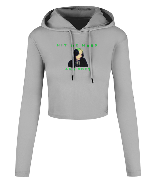 Hit Me Hard and Soft Women's Cropped Hooded T-shirt