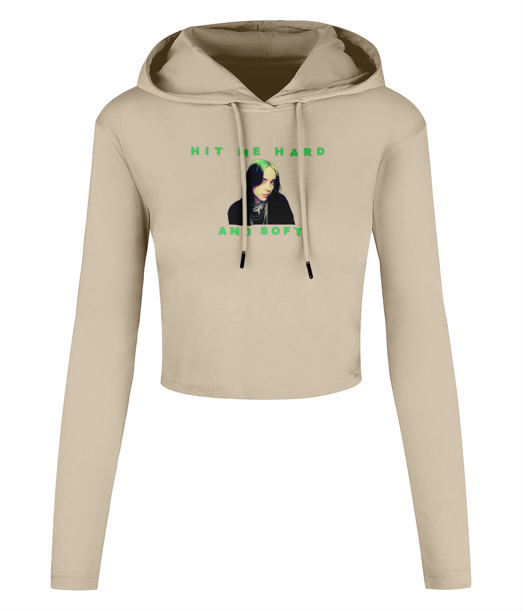 Hit Me Hard and Soft Women's Cropped Hooded T-shirt